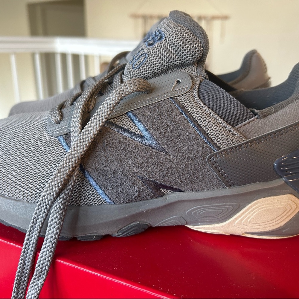 Gray Sneakers with Blue Accents